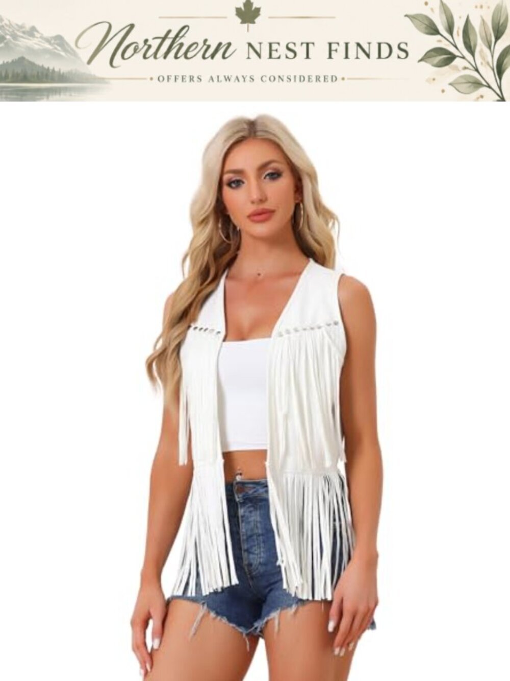 Faux Suede Fringe Vest Open Front Sleeveless Western Tassel Cardigan